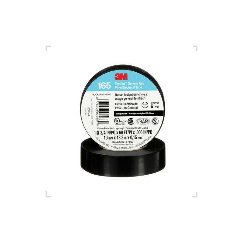 Cinta Aisladora 165 19mm 18mts Negra 3M Cinta Aisladora 165 19mm 18mts Negra 3M