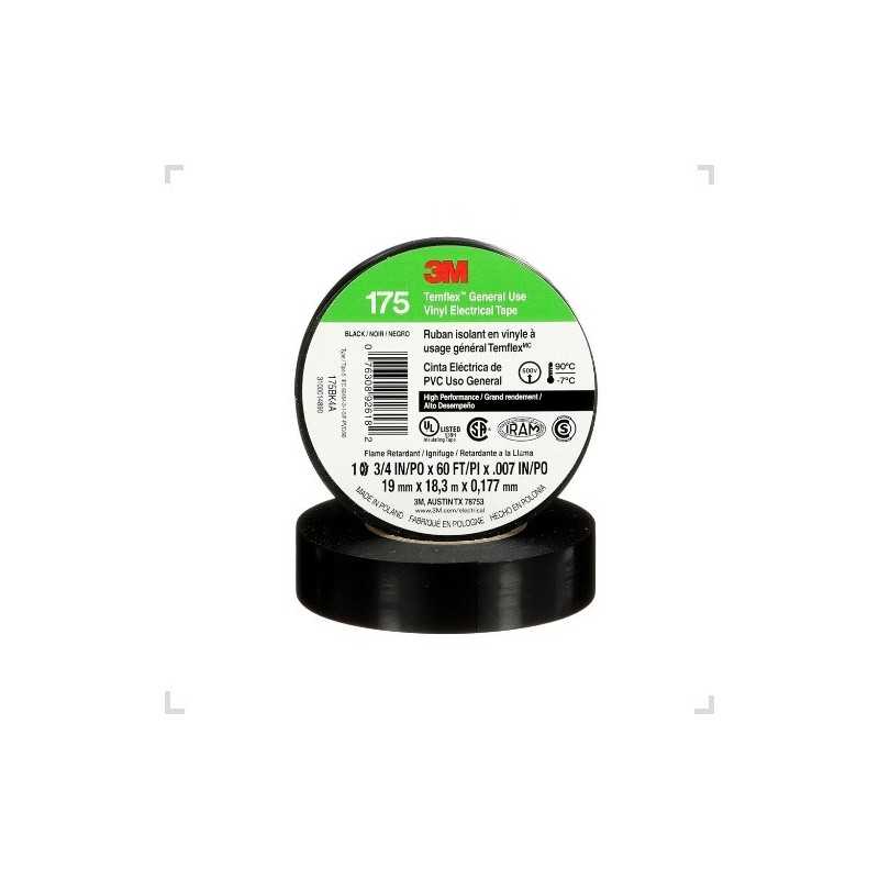 Cinta Aisladora 175 19mm 9mts Negra 3M Cinta Aisladora 175 19mm 9mts Negra 3M